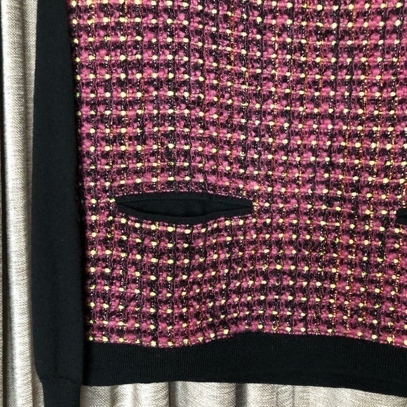 J. Crew Pink Tweed Front Navy Crew Neck Sweater - Picture 3 of 10